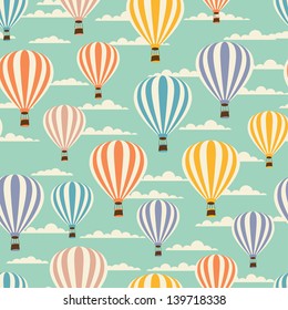 Retro seamless travel pattern of balloons.