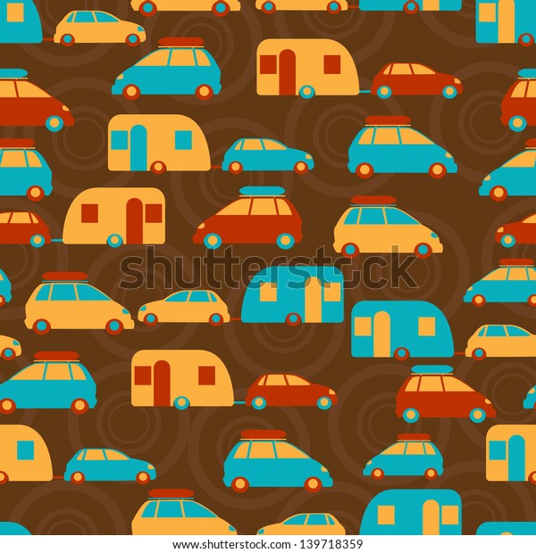 Retro seamless travel\
pattern of cars.