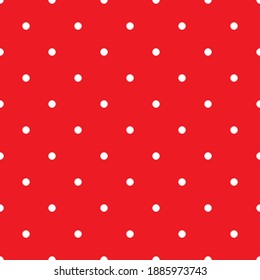 Retro seamless vector pattern with small white polka dots on red background