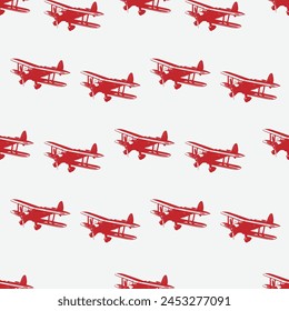 retro seamless vintage airplanes pattern vector illustration