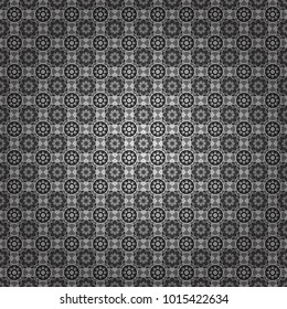 Retro seamless wallpaper pattern. Vector illustration. Vintage gray, black and white backgrounds with geometric and simple floral elements.