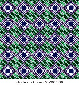 Retro seamless wallpaper pattern. Vintage white, blue and black backgrounds with geometric and simple floral elements. Vector illustration.