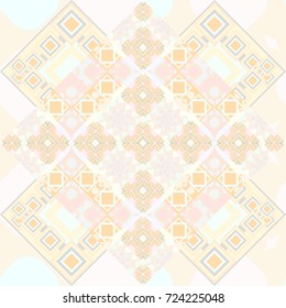 Retro seamless wallpaper pattern. Vintage gray, white and beige backgrounds with geometric and simple floral elements. Vector illustration.