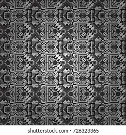 Retro seamless wallpaper pattern. Vintage white, gray and black backgrounds with geometric and simple floral elements. Vector illustration.