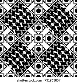 Retro seamless wallpaper pattern. Vintage gray, black and white backgrounds with geometric and simple floral elements. Vector illustration.