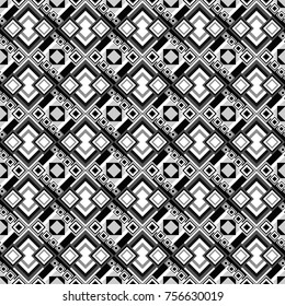 Retro seamless wallpaper pattern. Vintage black, white and gray backgrounds with geometric and simple floral elements. Vector illustration.