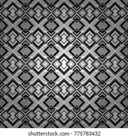 Retro seamless wallpaper pattern. Vintage gray, black and white backgrounds with geometric and simple floral elements. Vector illustration.