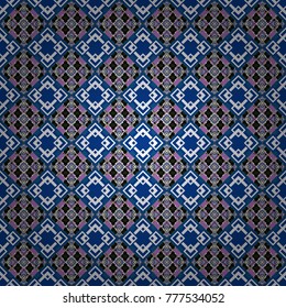 Retro seamless wallpaper pattern. Vintage gray, blue and white backgrounds with geometric and simple floral elements. Vector illustration.