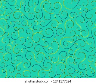 Retro seamless wave lines pattern.Curl outline art decoration ornament swirl shapes for textile,fabric,tracery or tile background.Classic elegant antique texture design.Ornate deluxe seamless pattern