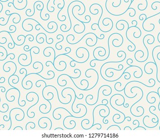 Retro seamless wave lines pattern.Curl outline art decoration ornament swirl shapes for textile,fabric,tracery or tile background.Classic elegant antique texture design.Ornate deluxe seamless pattern