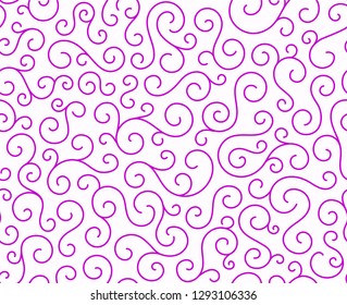 Retro seamless wave lines pattern.Curl outline art decoration ornament swirl shapes for textile,fabric,tracery or tile background.Classic elegant antique texture design.Ornate deluxe seamless pattern
