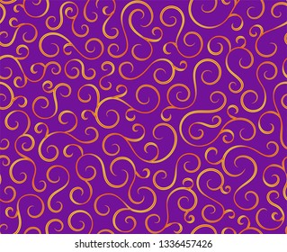 Retro seamless wave lines pattern.Curl outline art decoration ornament swirl shapes for textile,fabric,tracery or tile background.Classic elegant antique texture design.Ornate deluxe seamless pattern