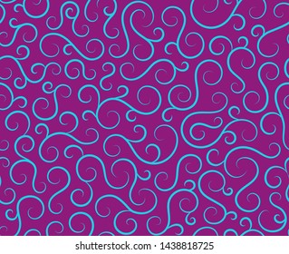 Retro seamless wave lines pattern.Curl outline art decoration ornament swirl shapes for textile,fabric,tracery or tile background.Classic elegant antique texture design.Ornate deluxe seamless pattern