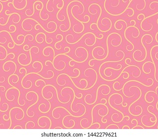 Retro seamless wave lines pattern.Curl outline art decoration ornament swirl shapes for textile,fabric,tracery or tile background.Classic elegant antique texture design.Ornate deluxe seamless pattern