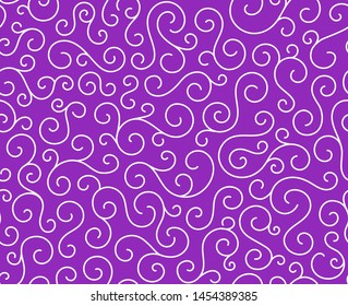 Retro seamless wave lines pattern.Curl outline art decoration ornament swirl shapes for textile,fabric,tracery or tile background.Classic elegant antique texture design.Ornate deluxe seamless pattern