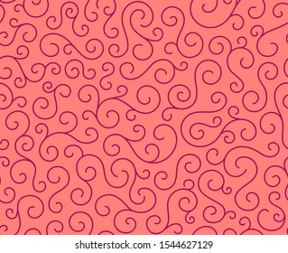 Retro seamless wave lines pattern.Curl outline art decoration ornament swirl shapes for textile,fabric,tracery or tile background.Classic elegant antique texture design.Ornate deluxe seamless pattern
