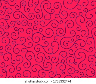 Retro seamless wave lines pattern.Curl outline art decoration ornament swirl shapes for textile,fabric,tracery or tile background.Classic elegant antique texture design.Ornate deluxe seamless pattern