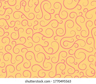 Retro seamless wave lines pattern.Curl outline art decoration ornament swirl shapes for textile,fabric,tracery or tile background.Classic elegant antique texture design.Ornate deluxe seamless pattern