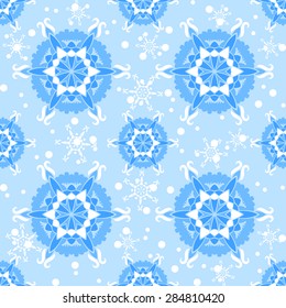 Retro Seamless winter background with snowflakes