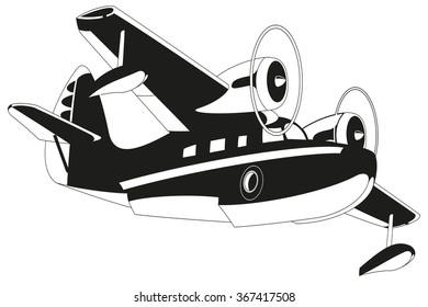 Retro seaplane illustration