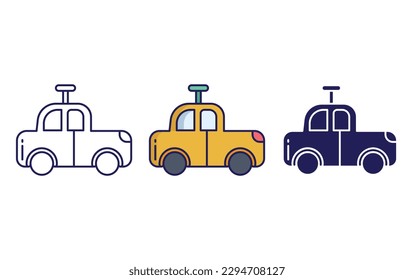 retro sedan toy car line and solid illustration icon