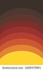 Retro semicircular gradient design in autumn colors, transitioning from deep burgundy to vibrant yellow. Warm sunset palette evokes nostalgic 1970s aesthetic. For vintage-inspired projects.

