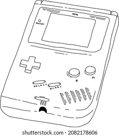Serie Retro - Consola de juegos para portátiles - Arte vectorial a mano. Ideal para anuncios retro de lienzo.  
