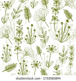 Retro set of 100% bio, organic, gluten free, eco, healthy food seamless patterns. Hand drawn logo templates. Vintage elements for restaurant menu or organic food package. 