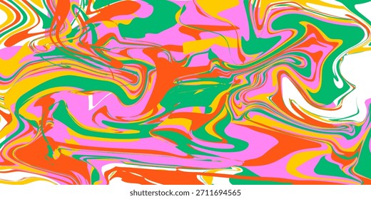 Retro set colorful psychedelic horizontal  backgrounds in style 60s, 70s. Trendy abstract hand drawn waves. Vector illustration	
