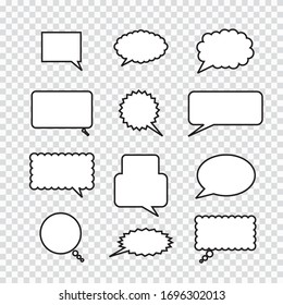 Retro Set of Comics Speech and Bubbles Cartoon Vector ,on transparent background. Vector illustration, vintage design, pop art style.