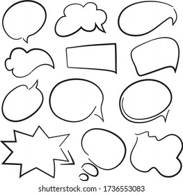 Conjunto retro de discurso de historietas y vector de burbujas de texto, sobre fondo transparente. Ilustración vectorial, diseño vintage, estilo de arte pop.