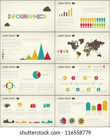 Retro set elements of infographics for presentation