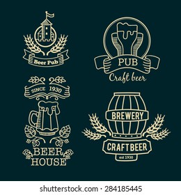 Retro set label of beer. Old style elements, logos, logotypes for bar, pub, brewing company, brewery, tavern, beer town, beer house. Logo collection.