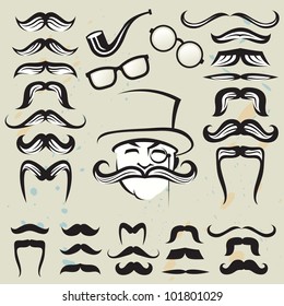 retro set of mustaches and other accessories