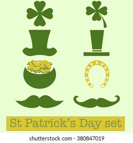 Retro Set of St. Patrick's Day symbols.  Vector illustration