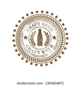 Retro set styled craft beer.craft beer label,emblem,sticker.grunge emblem with beer glass and hops.Vintage seal