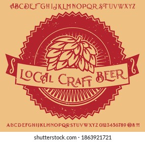 Retro set styled label of beer, restaurants and eateries . Good as a template of advertisement.Letters and Numbers. Original Design