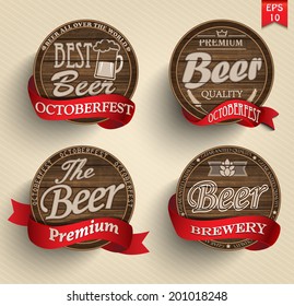 Retro set styled label of beer. Good as a template of advertisement. Vector.