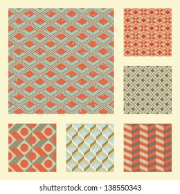 Retro set with various seamless geometric patterns