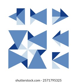 Retro set of vector geometric bauhaus patterns