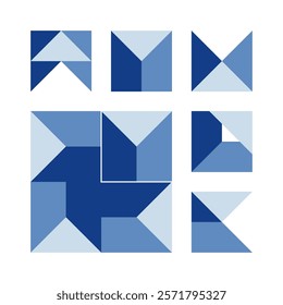 Retro set of vector geometric bauhaus patterns