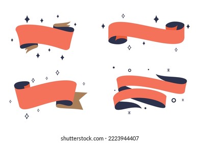 Retro set vintage flag. Isolated vintage old school set ribbon banner.