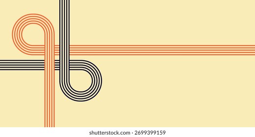Estética retro de los años setenta con líneas que se cruzan creando un concepto de fondo abstracto moderno