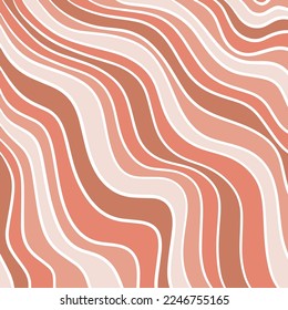 retro seventies waves trippy vintage vector illustration background in brown and orange 