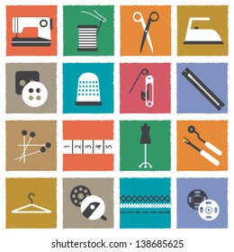 Retro sewing icons