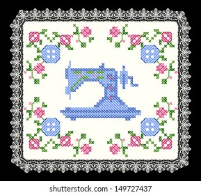 Retro sewing machine / cross stitch