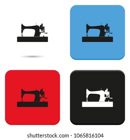 Retro sewing machine flat vector icon.