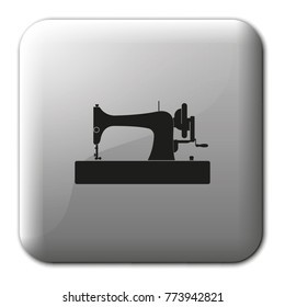 Retro sewing machine flat vector icon.