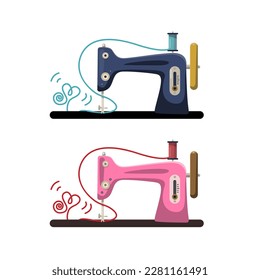 Iconos de máquinas de coser retro aislados en fondo blanco - vector