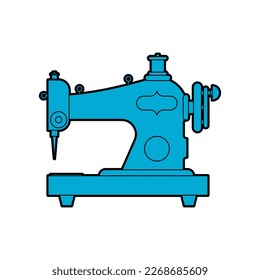 Retro sewing machine isolated icon sign. Vector illustration